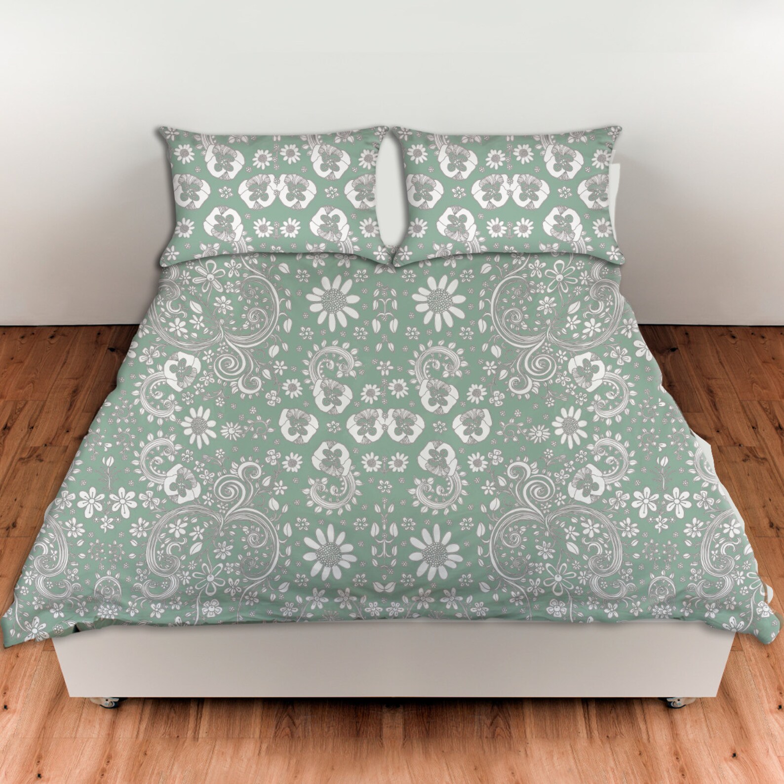Duvet Cover Bedroom Set Sage Green Floral Duvet Neutral Duvet Etsy UK