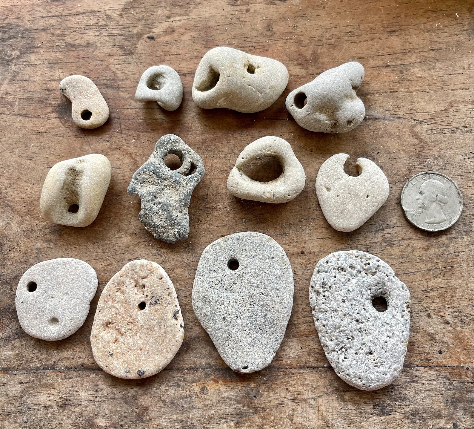 7 Natural Hag Stones Lot Unque Wtches Hagstones Holey Odn Stone Holy