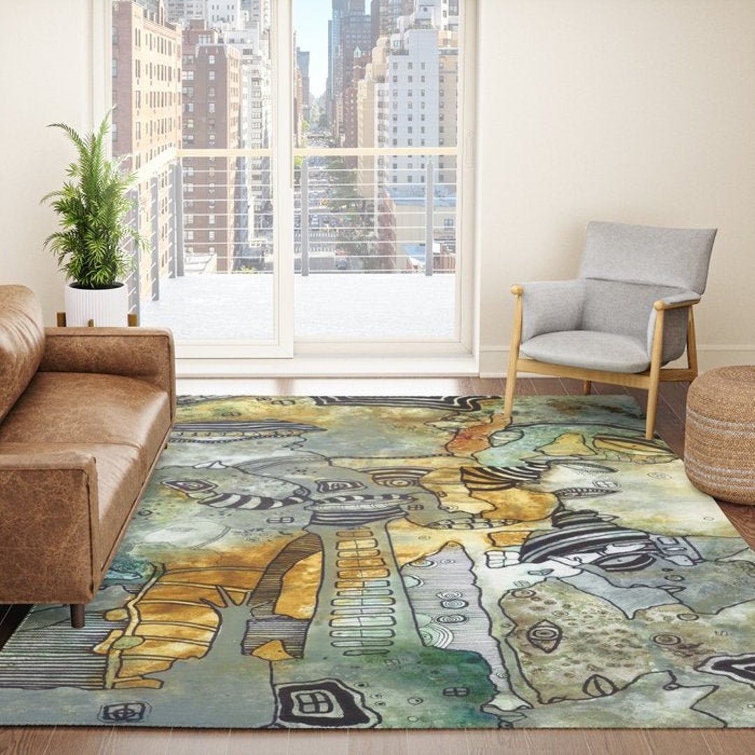 Weird Psychedelic Art Rugs Accent Area Throw Carpet Unusual Fun Artwork