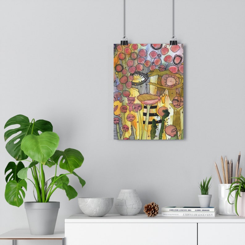 Trippy Giclée Art Print Intuitive Mixed Media Artist Thick Matte Prints Unique Painting Style Abstract Artwork Wall Hanging Psychedelic Art image 4