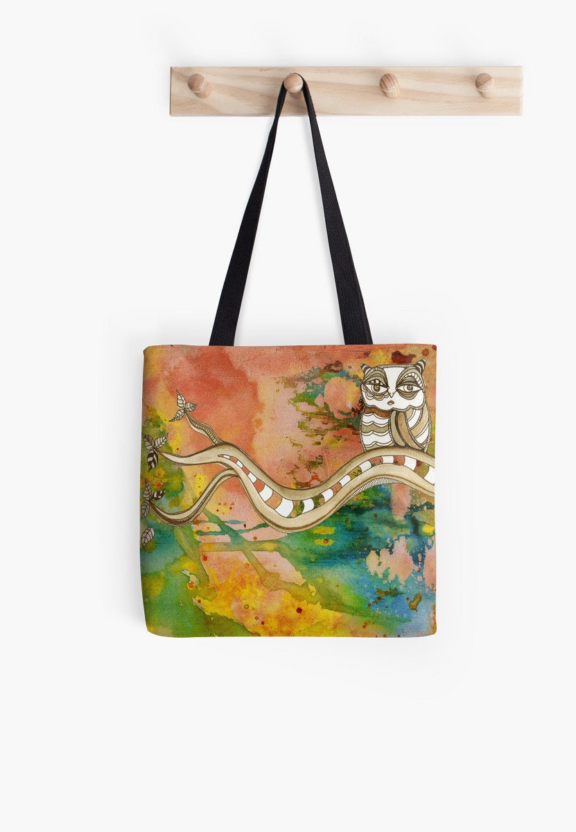 Owl Tote Bag Beach Bag Grocery Bag Gym Bag Computer Bag Owl Art Tote Boho bag Bohemian bag Owl Bag C