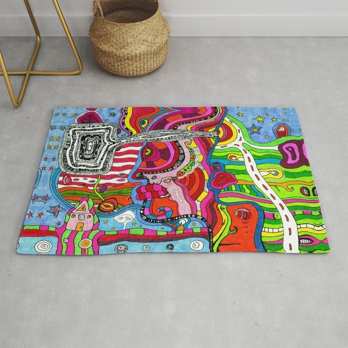 Psychedelic Rug Artist Area Rug Modern Industrial Decor Abstract