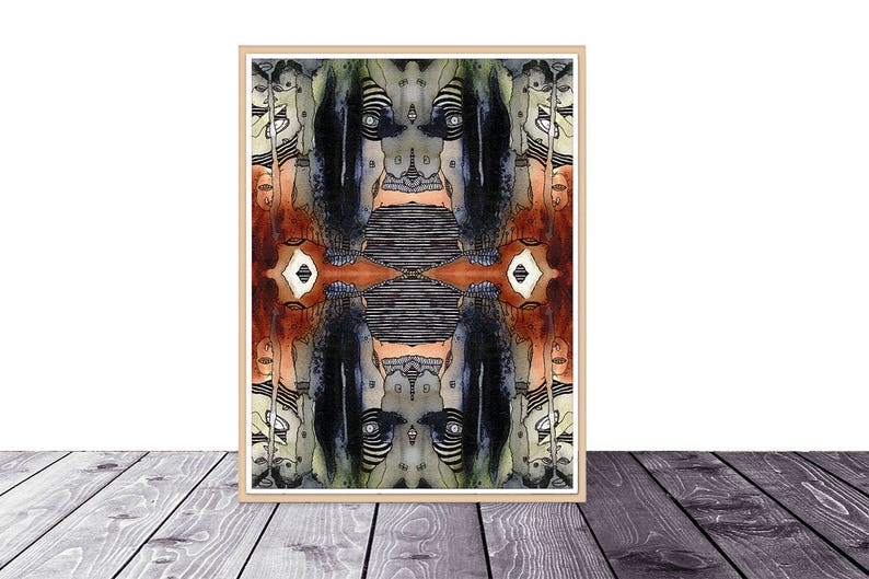 Psychedelic Watercolor Abstract Art Print Download Printable Art Original Psychedelic Art Abstract Art Prints Unique Downloadable Artwork image 1