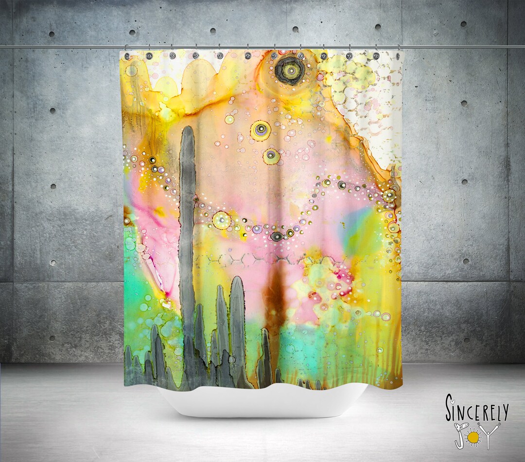 Shower Curtain Original Art Colorful Abstract Rainbow Unique Etsy