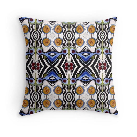 Abstract throw pillow Abstract Home Decor Psychedelic Art Funky Pillow Case Floor Pillow Art Abstract Pillow Cover Tribal pattern Tribal Art