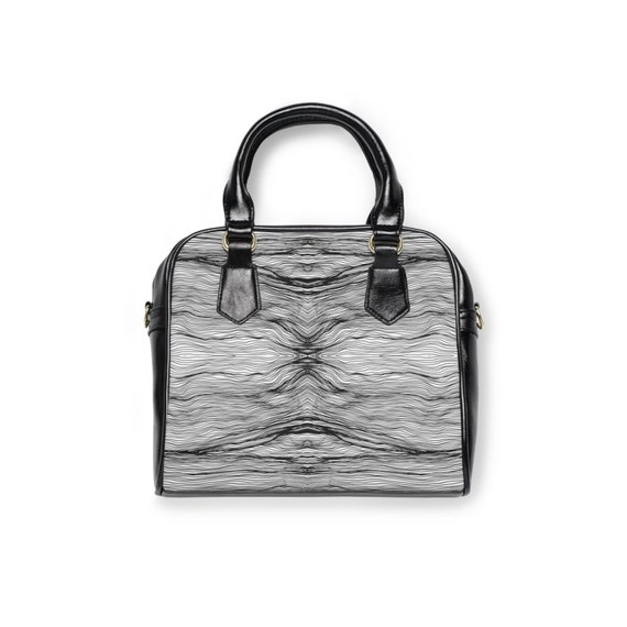 Black Shoulder Handbag Purse Bag Unusual Striped Design Artwork on Cruelty Free Purses Weird Hand Bag Designs Funky Cool Women s Accessories Etsy