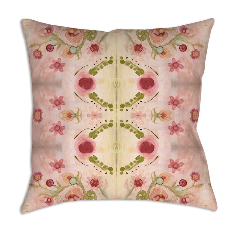 Shabby Chic Throw Pillow Pink Boho Pillow Watercolor Pillow Etsy
