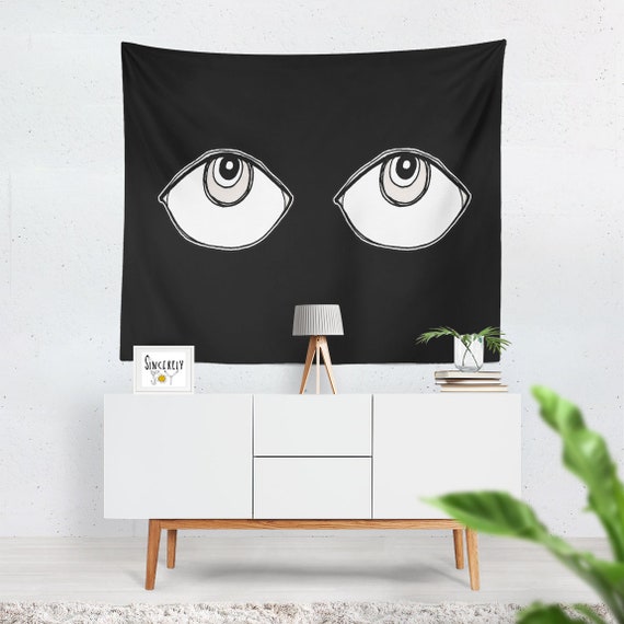 Large Indoor Outdoor Original Eye Wall Hanging Abstract Art Tapestry Artist Black White Gothic Modern Tapestries BIG EYES Artwork Home Decor