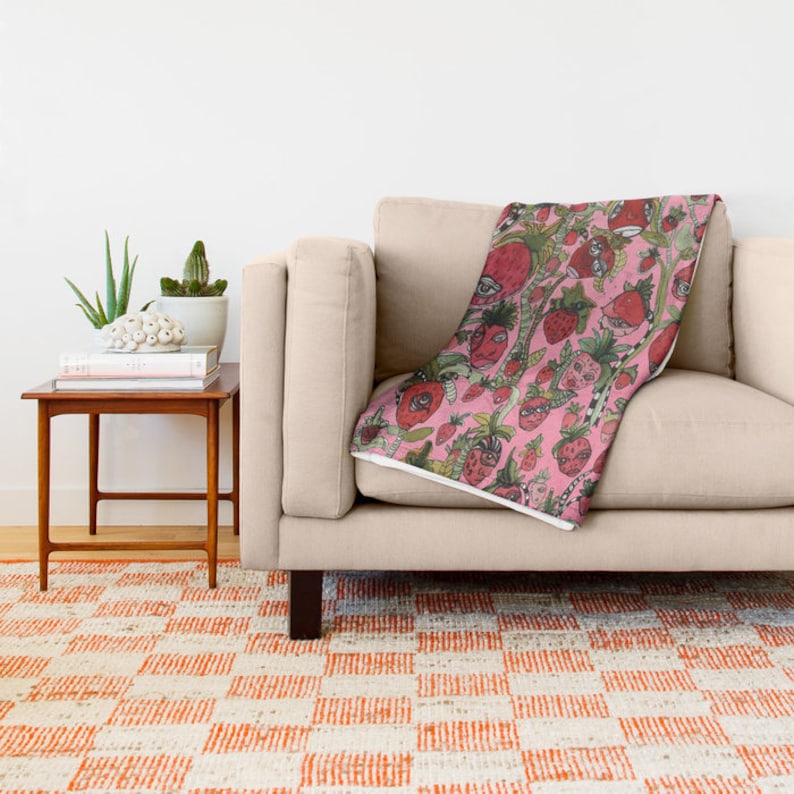 Strawberry Fleece Blanket Colorful Abstract Art Throw Blanket Etsy