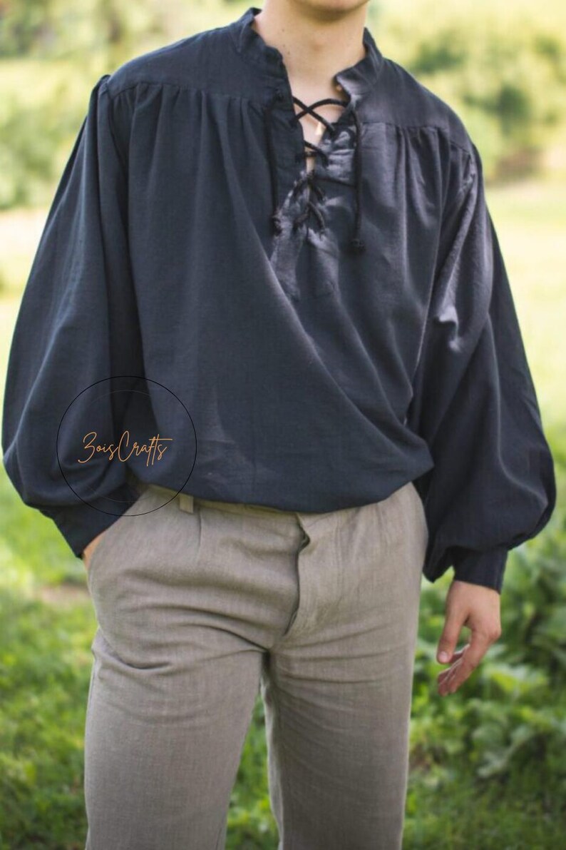 Medieval Viking Tunic, Renaissance Long Sleeve Cotton Linen Men Tunic ...
