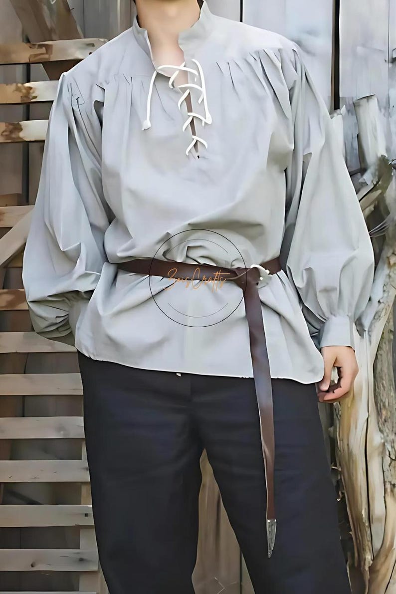 Medieval Viking Tunic, Renaissance Long Sleeve Cotton Linen Men Tunic ...