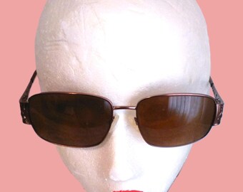 Vintage VOGUE Eyeglasses Frames Only Bronze Color Metal Frame W/ Rhinestones