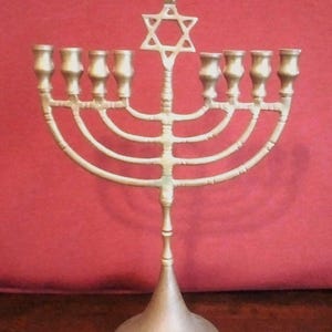 Solid Brass Menorah Star of David Hanukkah Vintage