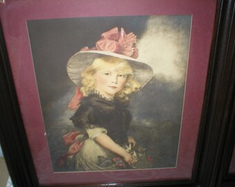 Victorian Lithograph Princess Sophie Deep Cove Walnut Frame Vintage Antique 12X14