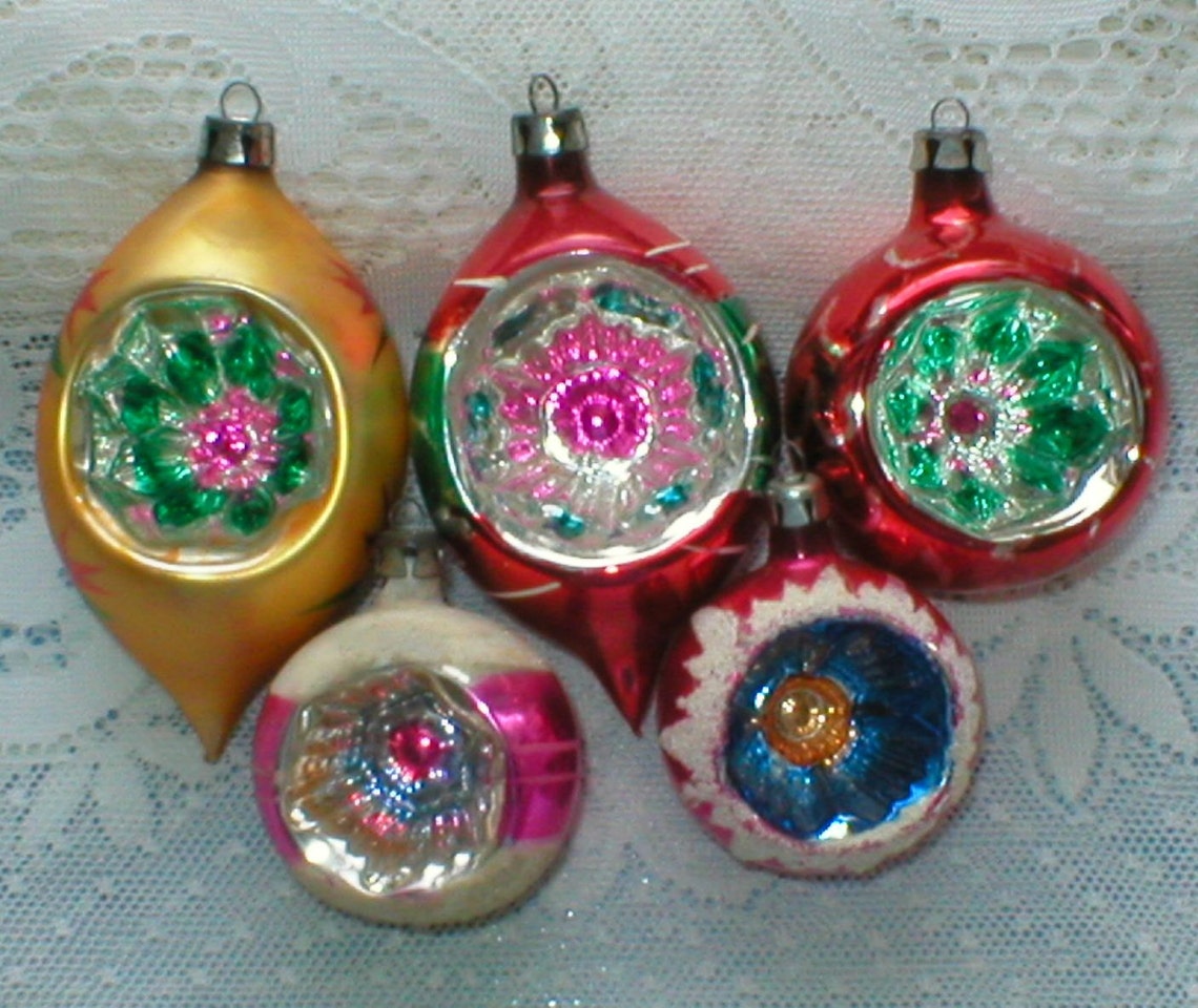 Poland Christmas Ornaments Fancy Indents Lot of 5 Vintage Etsy