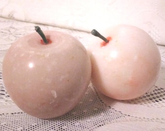 7 Alabaster Marble Stone Fruit Italian Apples Pears Pineapple Vintage Lot