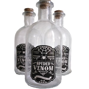 3 Spider Venom Halloween Jars Goth Vintage