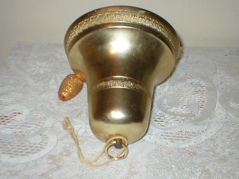 Musical Christmas Bell Gold Aluminum Pull String 1950s Plays Etsy