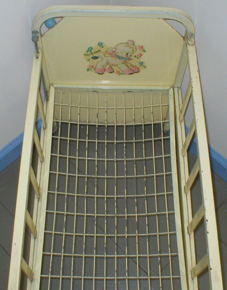 Vintage Antique Doll E Crib Bed Amsco Metal Rare Deluxe 1955 Etsy