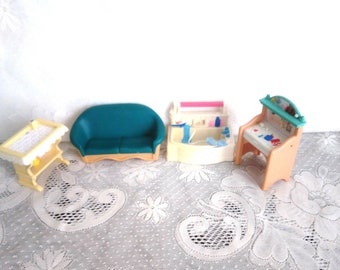 Fisher Price Loving Family Sofa Changing Table Bathtub Desk 1993 94 99 Vintage