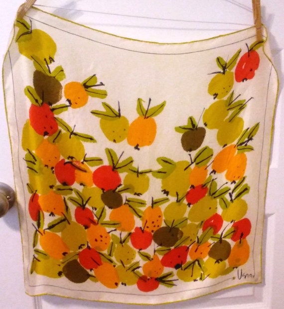 Vera Neumann Scarf Fruit Apples Vintage 60s - 70s