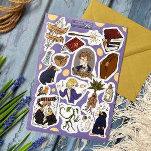 Stickervel geïnspireerd op Fantastic Beasts | Magische wezens uit de tovenaarswereld | Plakboeken en dagboekstickers