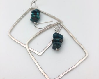 Sterling silver square with turquoise