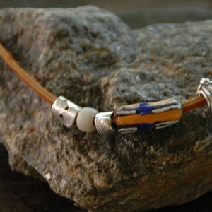 organic sterling dollop sliders with beads on leather necklace adjustable length image 3