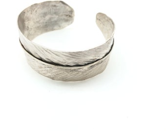 Sterling silver feather cuff