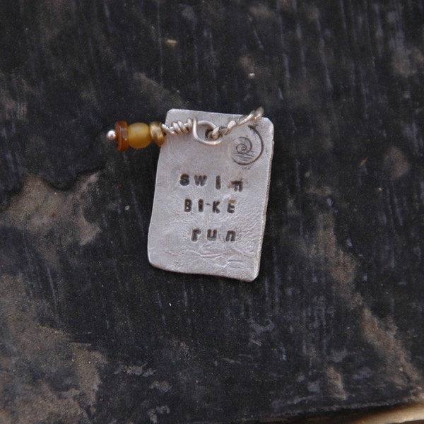 sterling silver triathlon charm pendant any customization