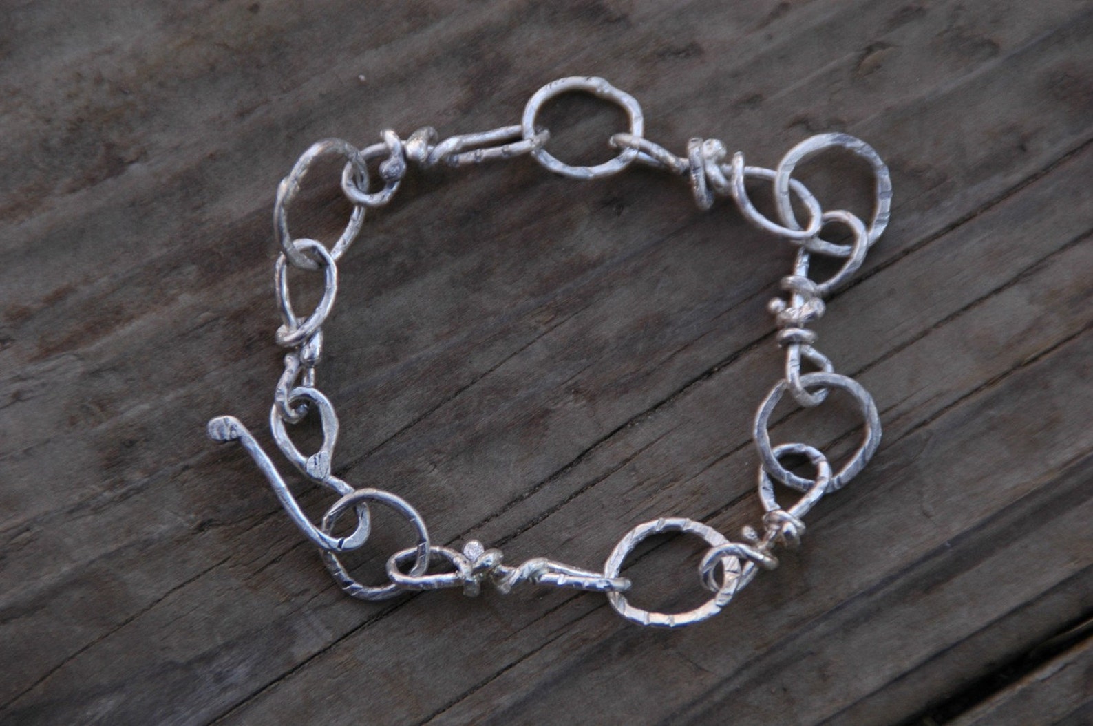 Buy Chain Link Linked Chain Bracelet Hand Hewn Sterling Silver Online ...