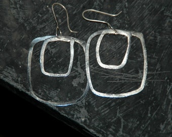 Hoopty - Doo Two Square- sterling silver dangle earring