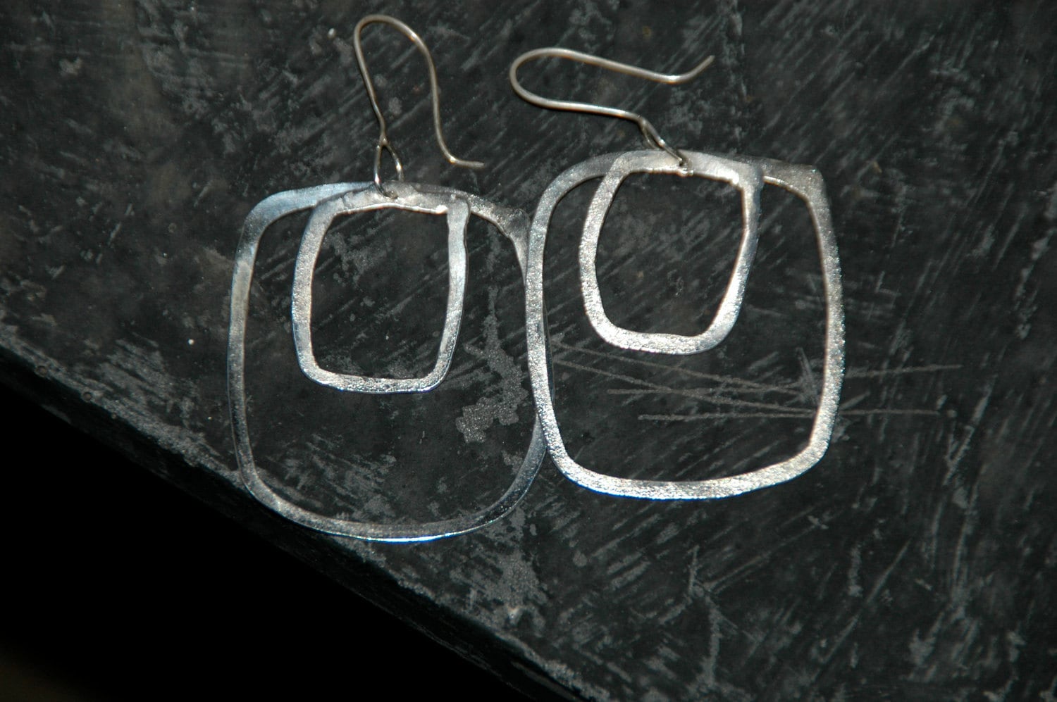 Hoopty - Doo Two Square- sterling silver dangle earring