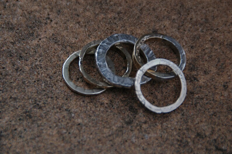 Hand Wedding Ring Stackers Set of 5 Sterling Silver, 14k Gold