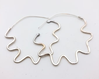 Sterling silver squiggly wiggly earring hoop