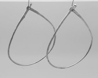 Teardrop Hoopty Doo Dangle Hoop Sterling Silver Earring large size