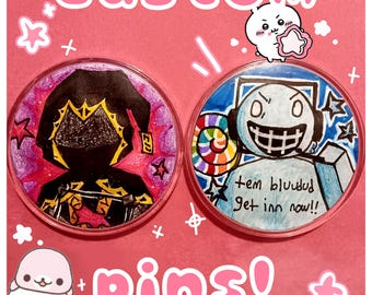 Custom pins/buttons! ocs, characters, anime fandom, anything u want!