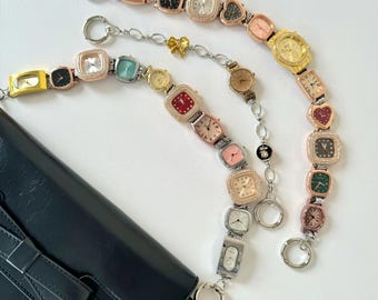 Vintage Style Clock Bag Chain | Streetwear Style Bag Accessory | Adjustable Urban Street Chain | Multi-Color Watch Design | Unique Gift