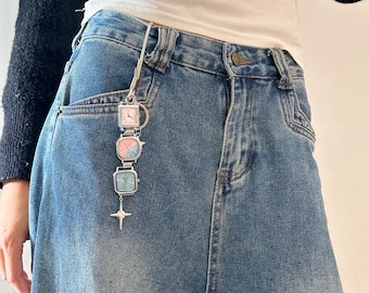 Cyberpunk Multi-Watch Pants Chain,Edgy Silver Wallet Chain,Alternative Fashion Jeans Chain,Hip-Hop Rock Accessories,Unique Cool Gift