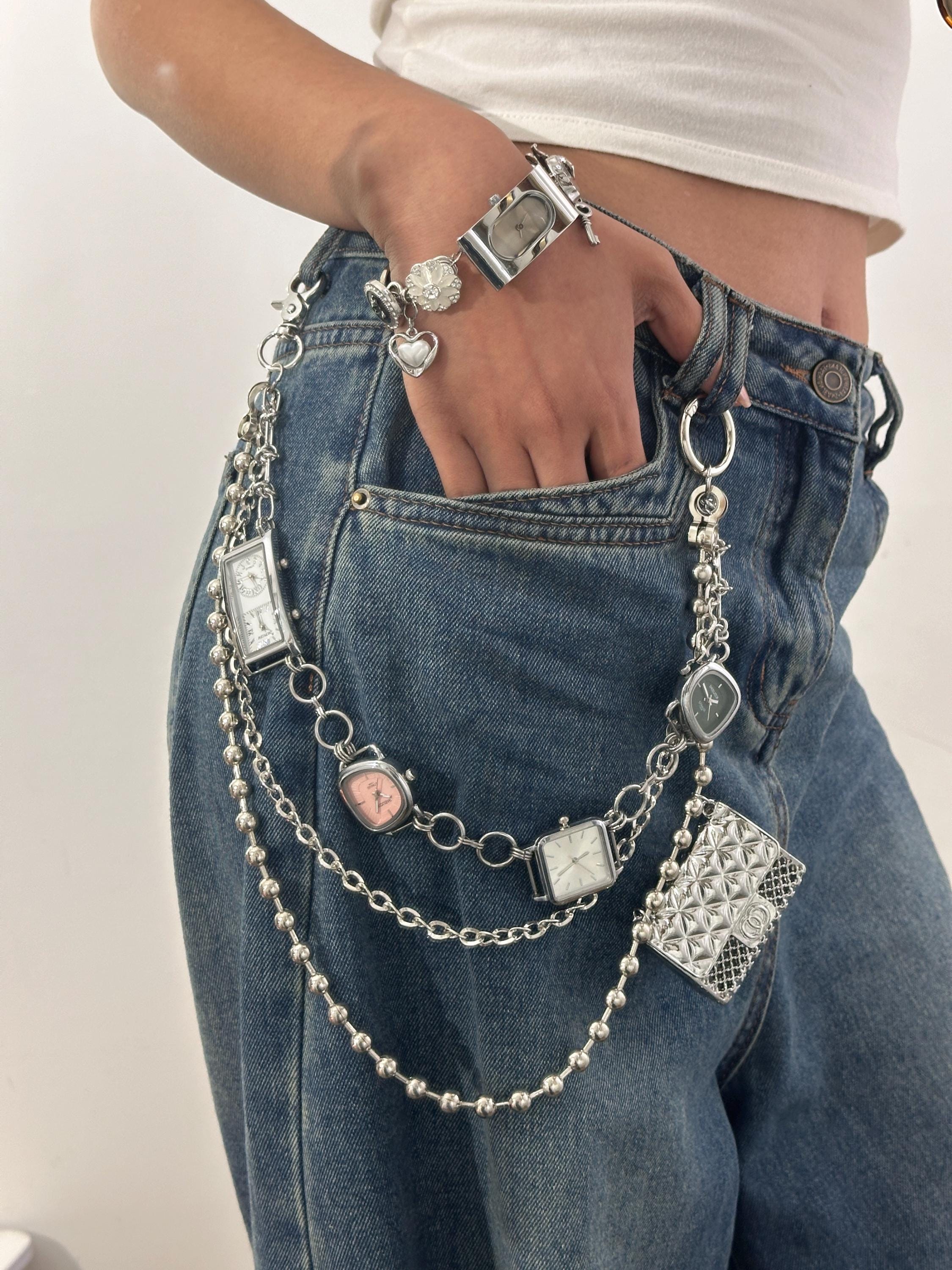 Triple-Row Silver Chain Waist Belt - Women Accessories Trendy Plus Size Accessories Silver Multi Strand Layer Chain  main image 4