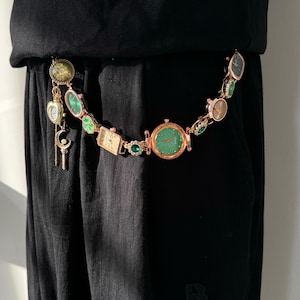 Handgemachte grüne Uhr-Hosenkette, multifunktionale Jeans oder Taschenzubehör, Modeuhr-Geldbeutelkette, mehrere Golduhren, perfektes Geschenk