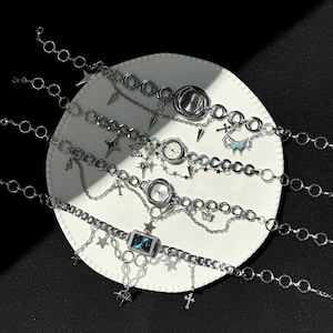 Punk Titanium Steel Watch Necklace,Y2K Layered Chain Watch Necklace with Charms,Retro Statement Timepiece Choker,Holidays Gifts