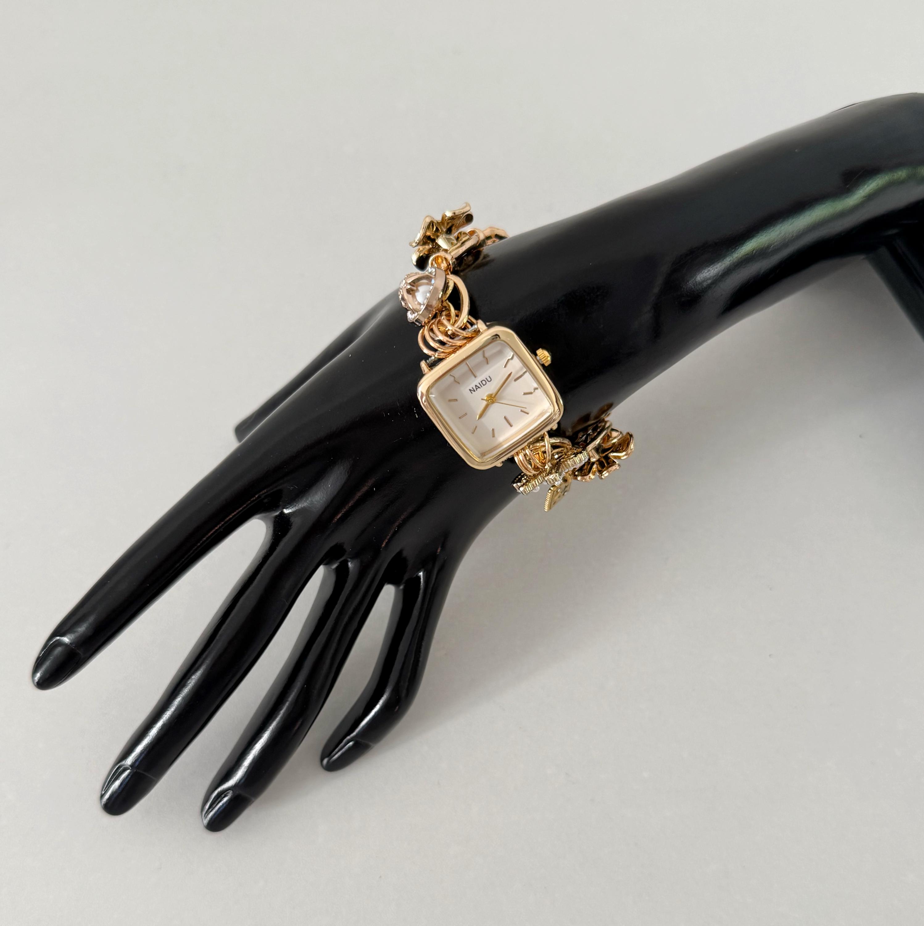 Handmade Vintage Gold Watch Bracelet,elegant Tiger Eye Clock