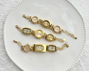 Vintage Gold Watch Bracelet,Elegant and Unique Design, Retro-Inspired Timepieces with Star Detailing, Luxurious Gift Idea,Perfect Gift