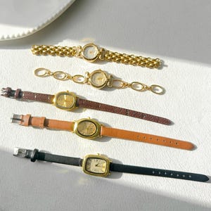 Personalized Vintage Gold Bracelet Watch,Custom Leather Strap Bracelet Watch,Unique Niche Timepiece,Luxurious&Elegant Gift