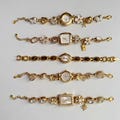 Handmade Vintage Gold Watch Bracelet,Elegant Tiger Eye Clock Bracelet,White Flower Charms,Unique Fashion Accessory, Everyday Jewelry Gift product logo