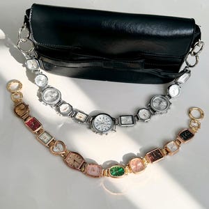 Vintage Punk Watch Bag Chain,11 Colorful Timepieces Handbag Accessory,Punk Rock Purse Accessory,Vintage Timepiece Strap,Luxury Gift Idea