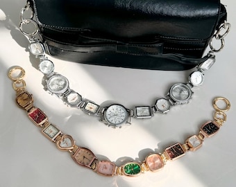 Vintage Punk Watch Bag Chain,11 Colorful Timepieces Handbag Accessory,Punk Rock Purse Accessory,Vintage Timepiece Strap,Luxury Gift Idea