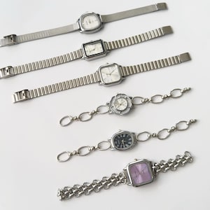 Personalized Punk Silver Bracelet Watch,Custom Stainless steel Strap Bracelet WristWatch,Unique Niche Timepiece,Bold Fashion Statement Gift