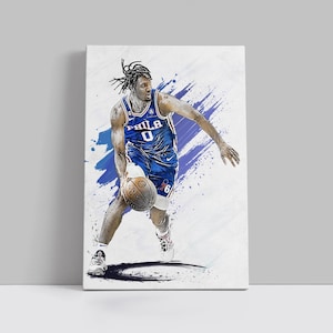 Tyrese Maxey Poster Philadelphia 76ers Wall Art Print Basketball Poster NBA Canvas Print Framed Poster Basketball Gift Home Decor H101